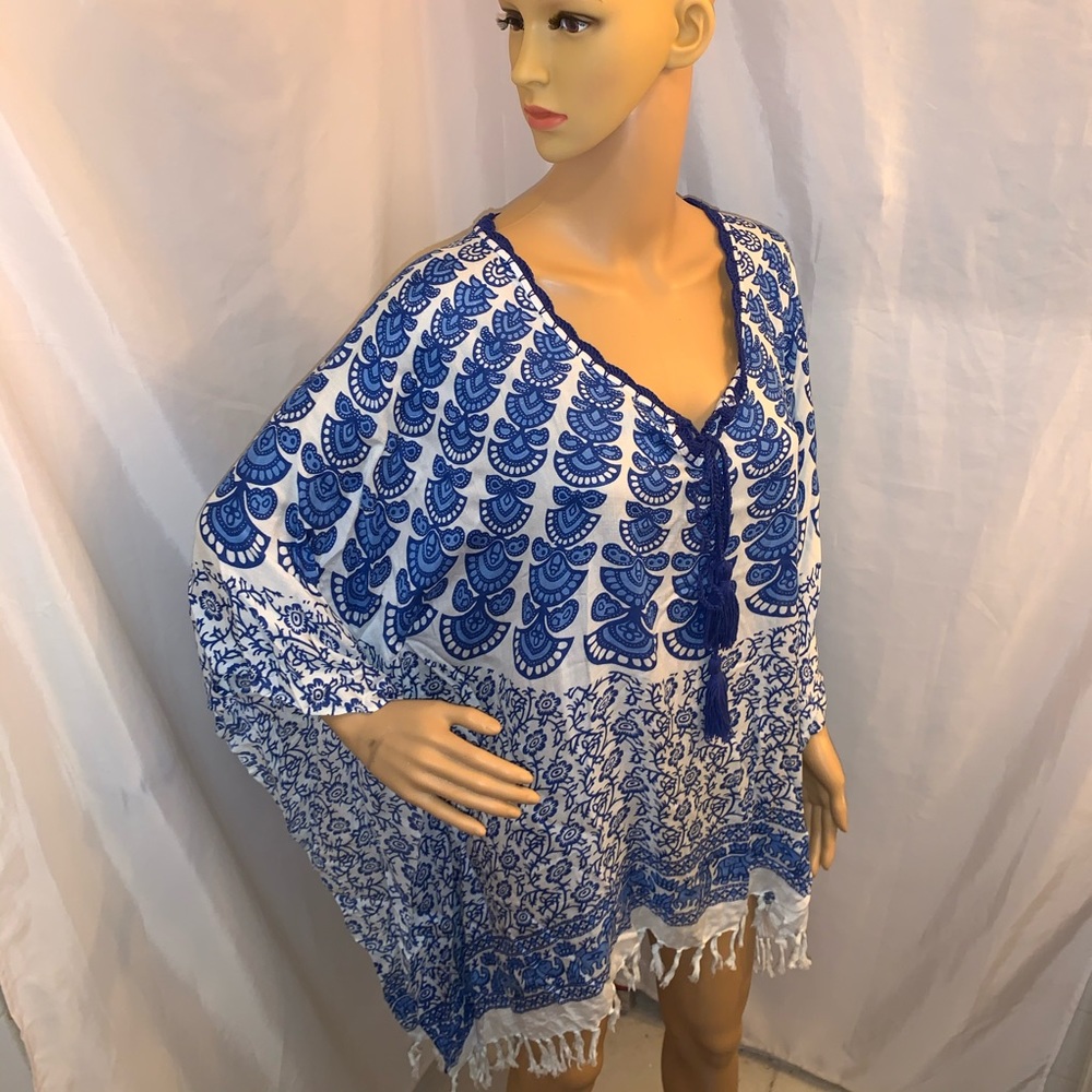 BWT blue/white SWIMSUIT COVER UP mini dress